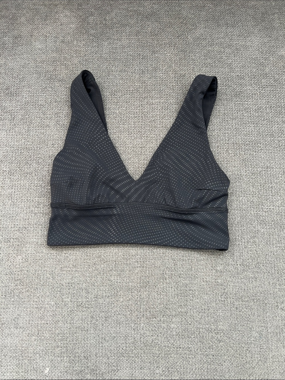 lululemon athletica Black V-Neck Wireless Bralette with Microdot Texture